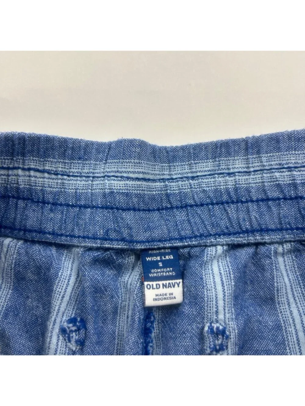 Old Navy Bright Blue Striped Linen Blend Pull On Lounge Pant S